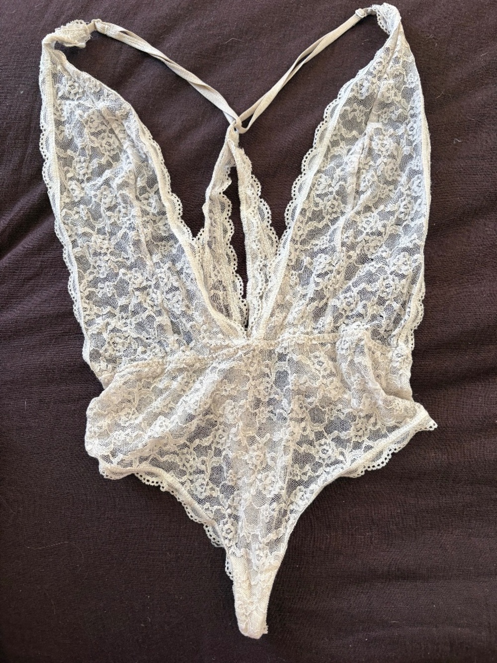 Victoria's Secret White Lace Sheer Lingerie Bodysuit